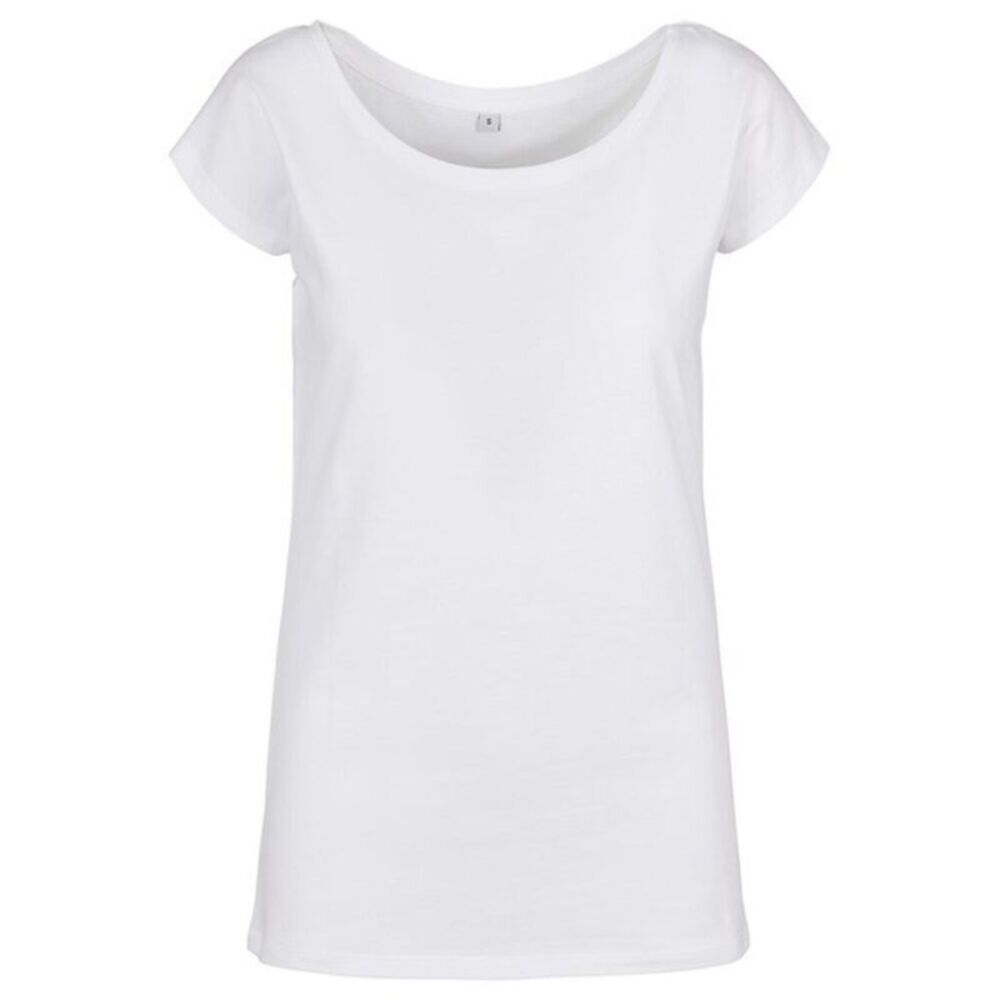 Build Your Brand Womens/Ladies Wide Neck / White